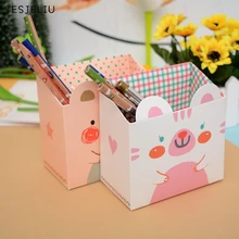 JESJELIU Animal cartoon office desk box paper DIY pen holder pencil container mini storage box