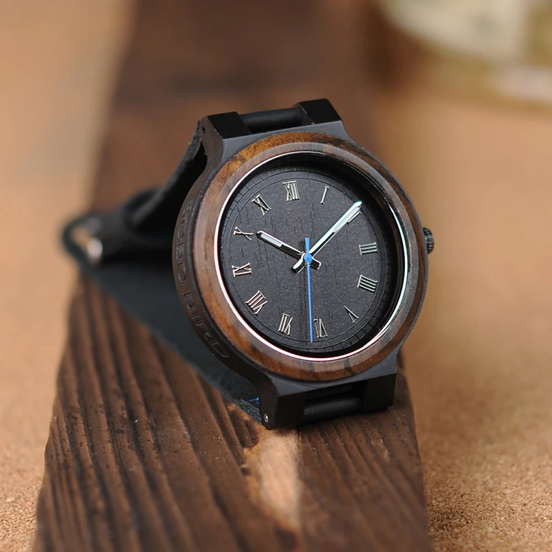 BOBO BIRD P30 Wooden Watches for Men Women Minimalist Quartz Wristwatch with Leather Strap Personalized
