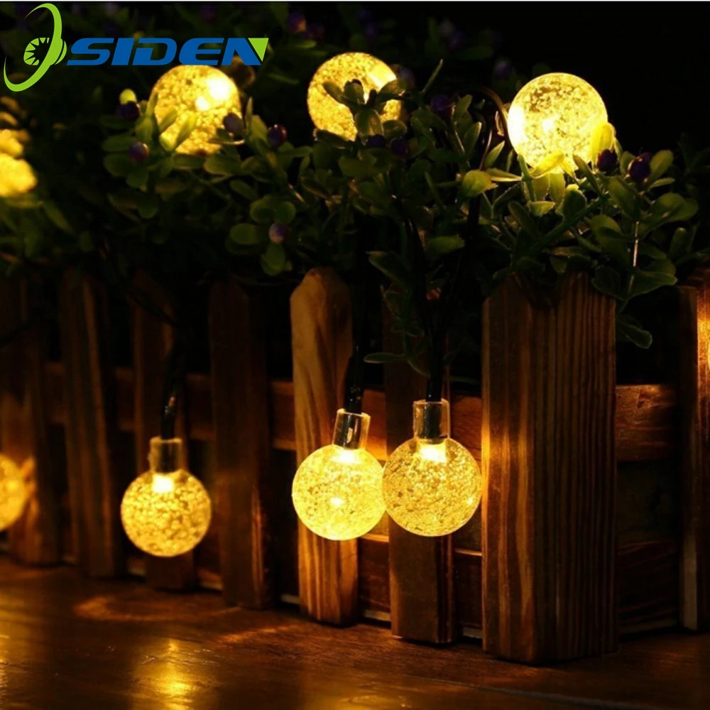 

OSIDEN Solar Led String 8M 60Led Crystal Ball Globe luz Waterproof Warm White Fairy Light Garden Decoration Outdoor Solar Lamp