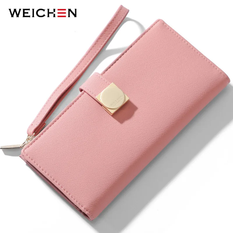 

WEICHEN Large Capacity Women Wallet Many Departments Card Holder Cell Phone Pocket Wristband Female Clutch Wallets Ladies Purse