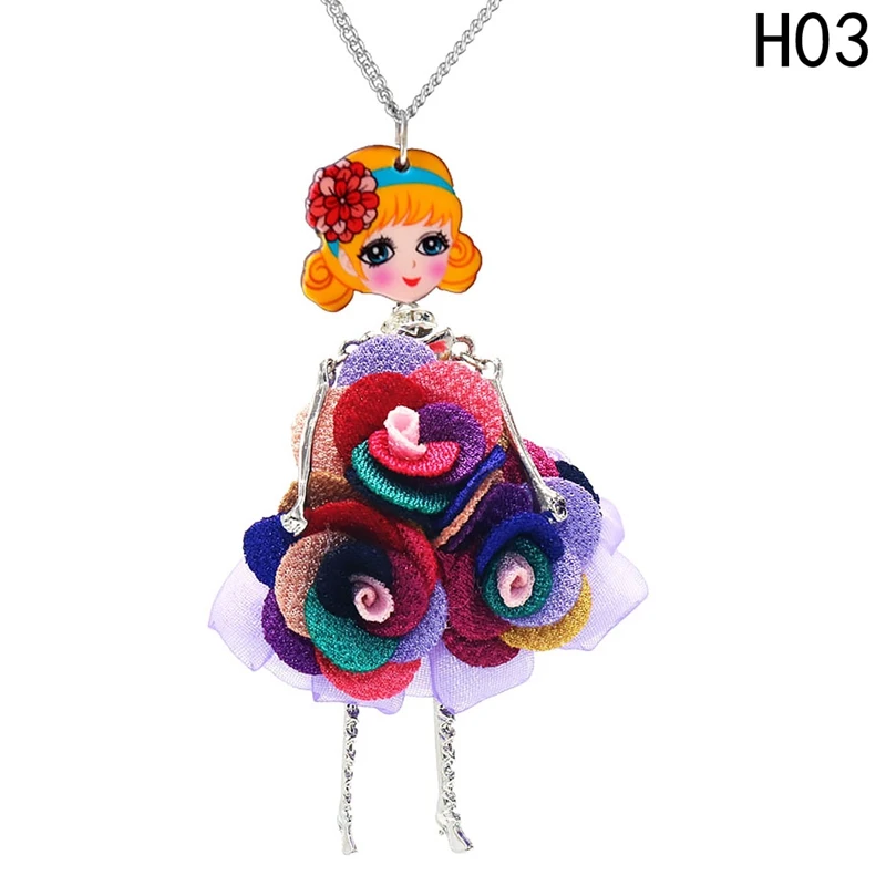 В виде ракушки кристалл кукла цепочки и ожерелья платье ручной работы французский кукольный кулон Новости сплава девушка для женщин цветок - Окраска металла: 3