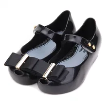 Mini Messa 2017 Bow Girls Sandals Jelly Shoes Princess Shoes Soft Comfort Toddler Girl messa Kids Sandals 13-18CM