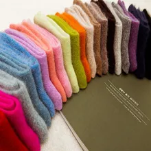 5 пар, женские носки из ангорской кроличьей шерсти, Женские Удобные однотонные зимние плотные мягкие теплые шерстяные носки LTT9784