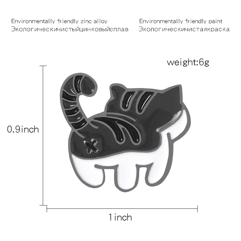 Милый Котик булавка кавайная кошка эмалированная котенок прикладом Pinback рюкзак с