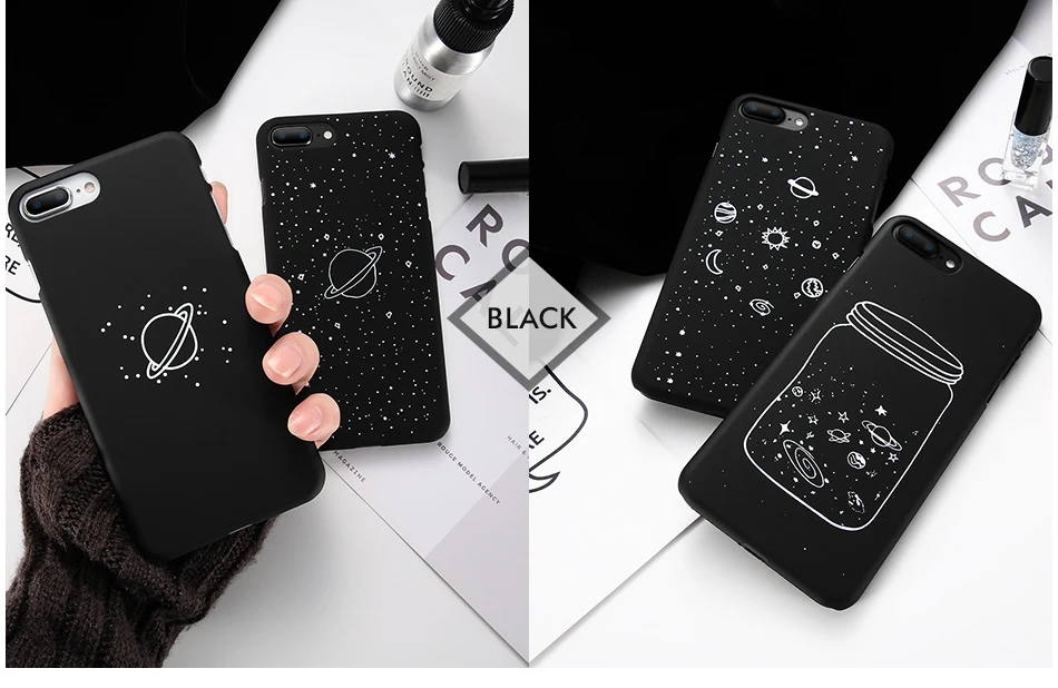 MR.YI Fashion Space Phone Case For iPhone 6 6S 7 8 Plus 5 5S SE X Cute Case Planet Moon Star Back Cover Hard PC For iPhone 7 8 6 (10)