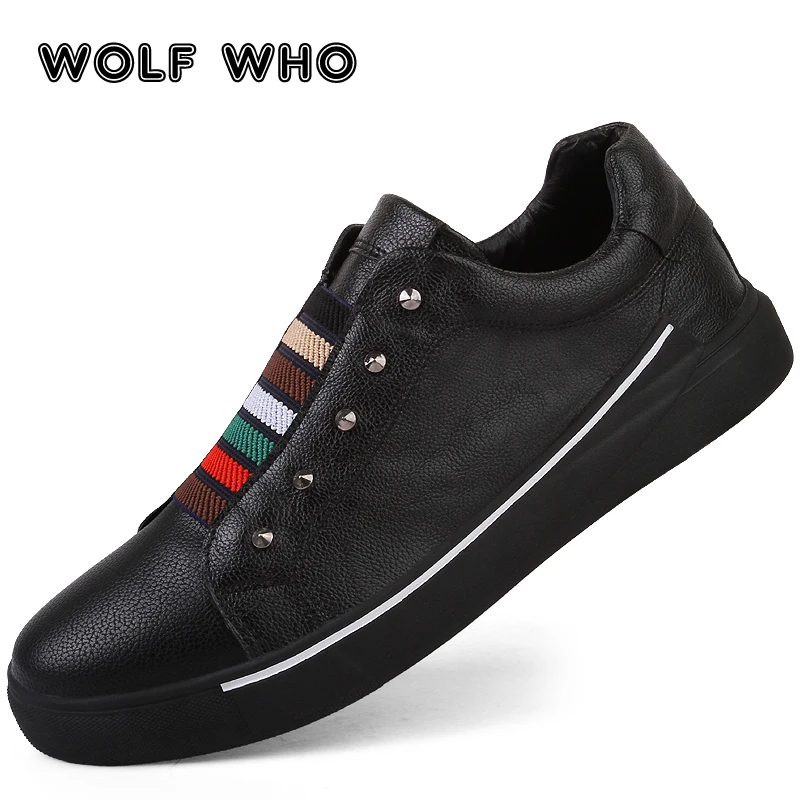 

wolf who Men casual shoes summer Beathable Loafers footwear Leather Sneakers Comfortable Men shoes sneakers buty meskie X-005