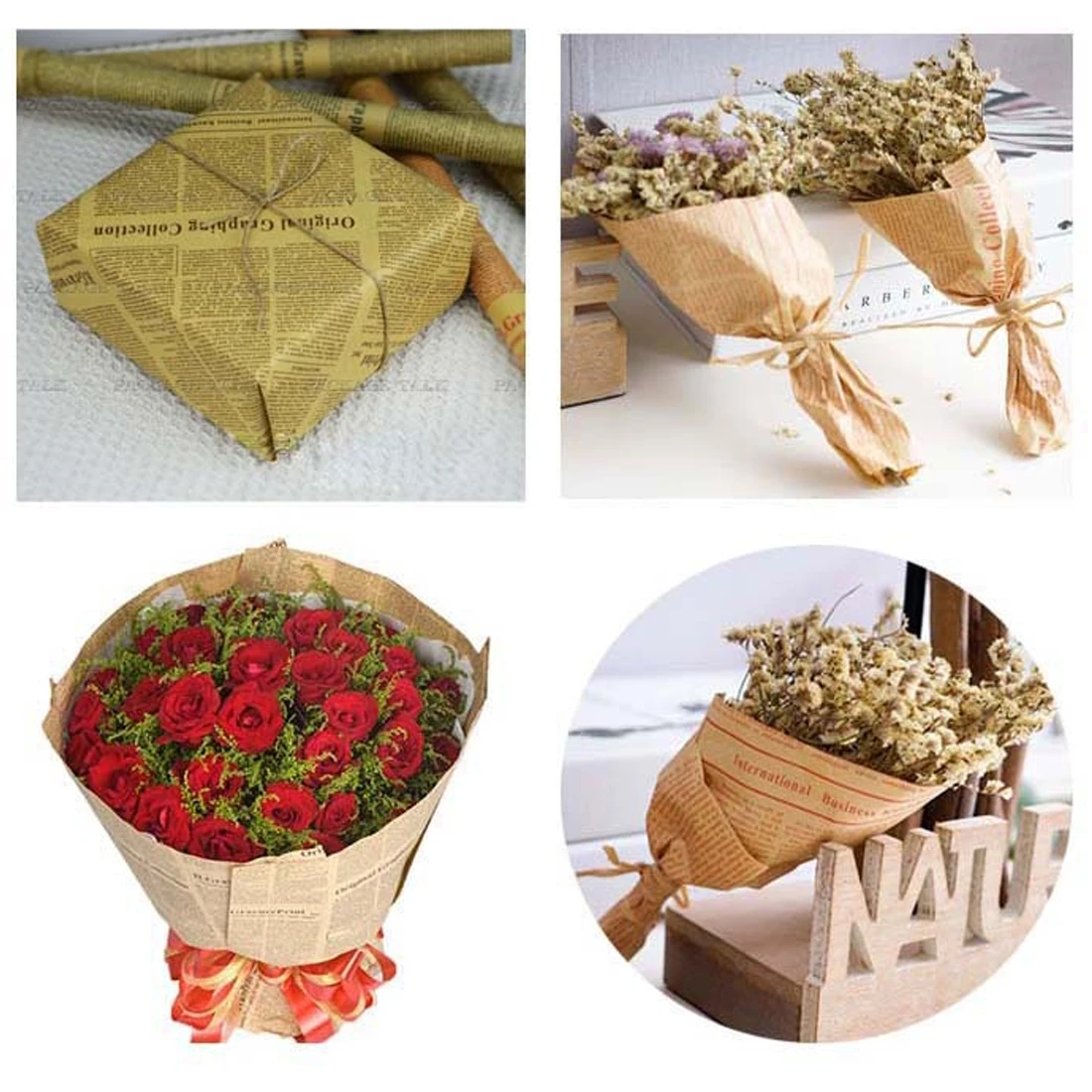 2018 New gift Wrapping Paper Vintage Newspaper Gift Wrap Double Sided