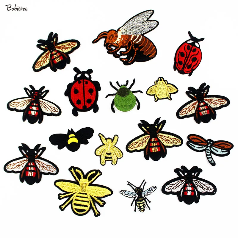 Insect Embroidery Bee Beetle Iron on Patches For Clothing Sewing Badges Appliques Stickers for Jacket Bags Accessories