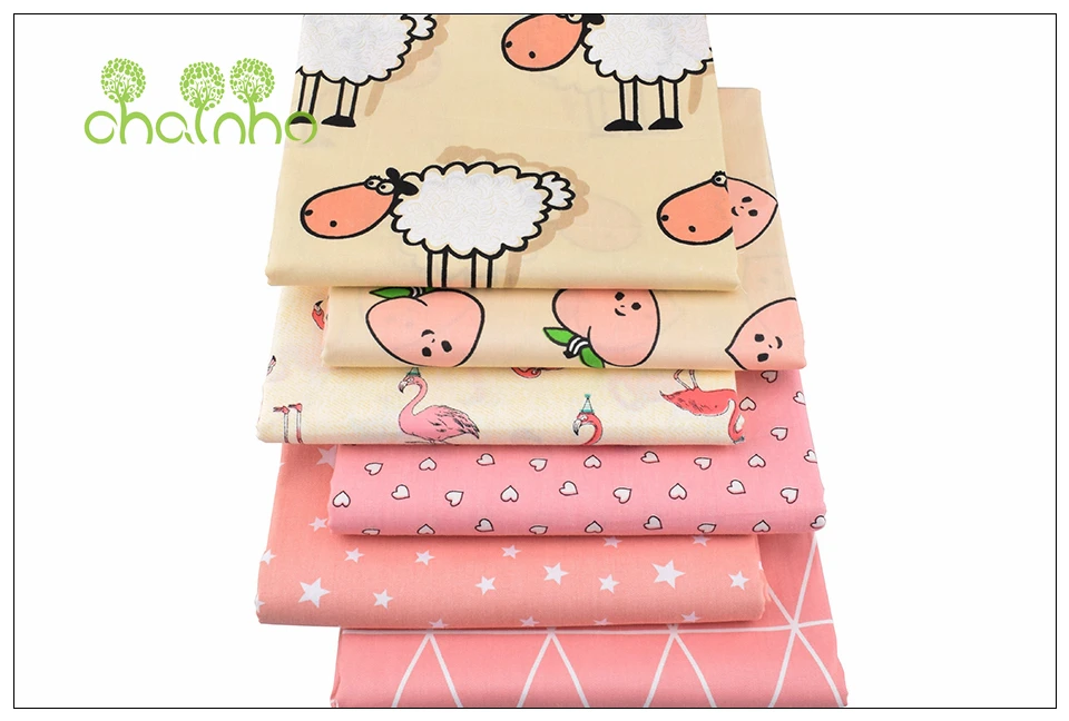 Серия Chainho, Sheep& Peach& Flamingo, саржевая хлопковая ткань с принтом, для рукоделия, шитье, простыня для ребенка и ребенка, материал подушки, 50x160 см