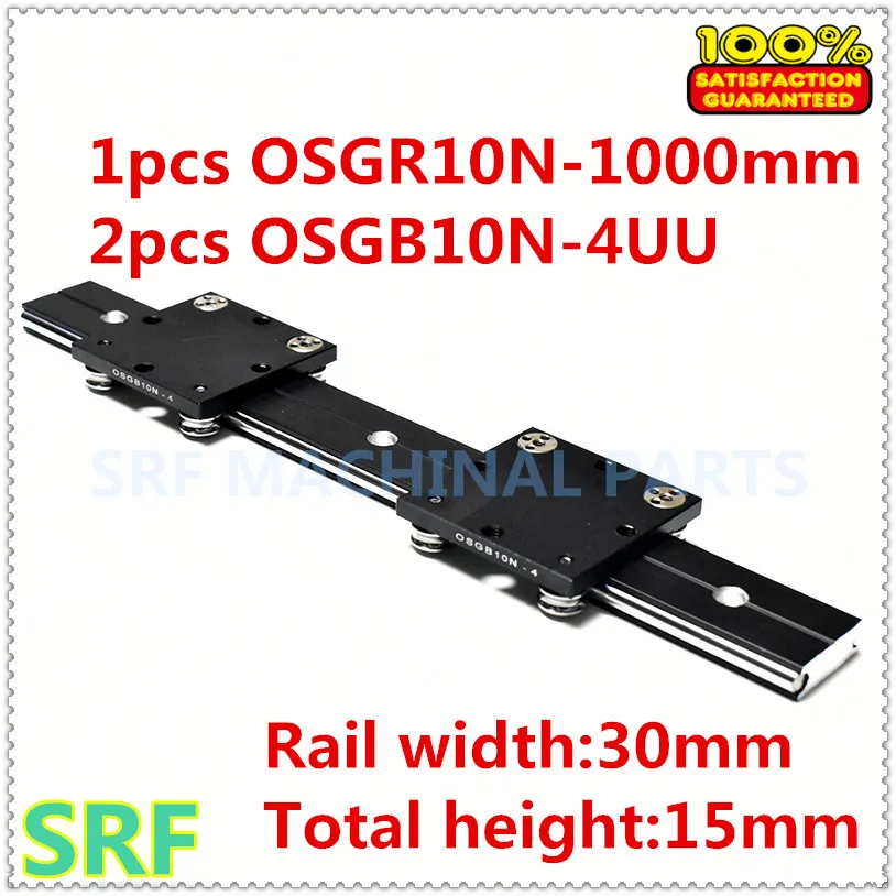 

1pcs 30mm width Double axis guide rail OSGR10N Roller guide rail L=1000mm +2pcs OSGB10N-4UU Bearing slide block