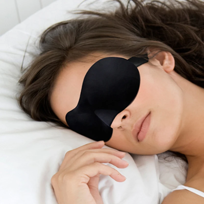 1pc 3d Black Sleeping Eye Mask Blindfold Shade Travel Sleep Aid Cover