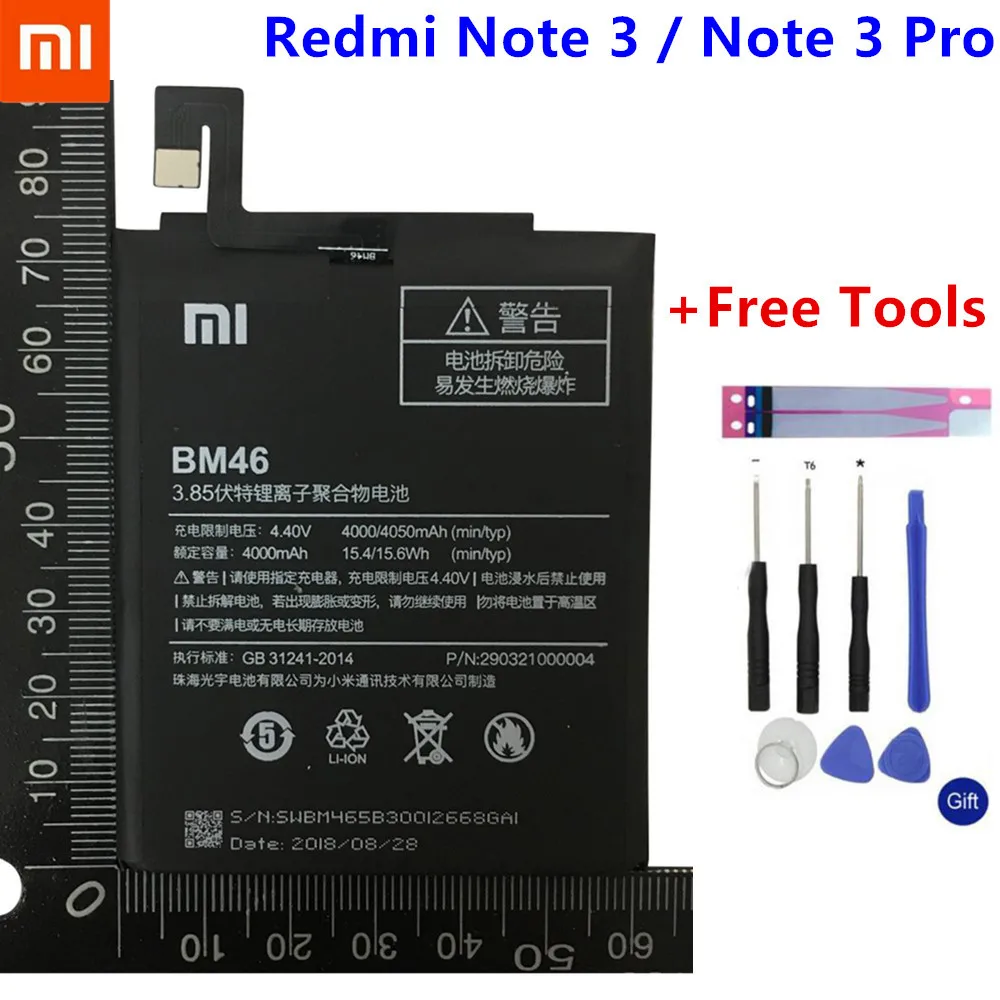 

Xiao Mi BM46 Phone Battery Real 4000mAh For Xiaomi Redmi Note 3 Redmi Note3 Pro Original Phone battery+Free Tools