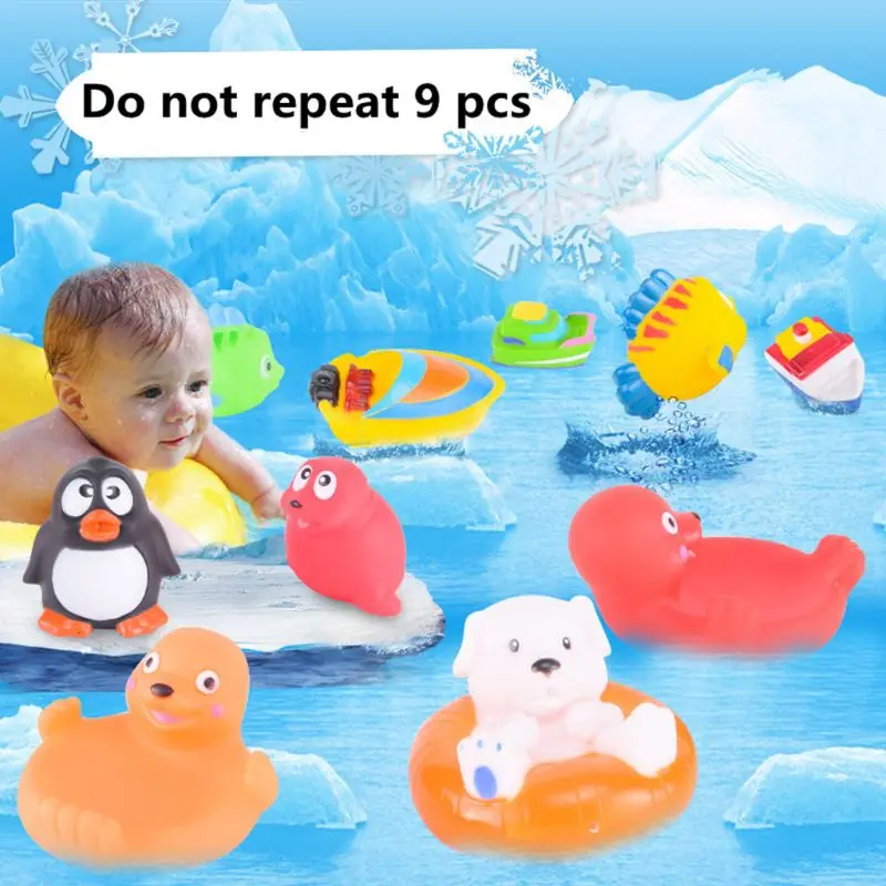 HBB 9PCS/SET Cartoon Baby Bath Toys Cute Animal ...