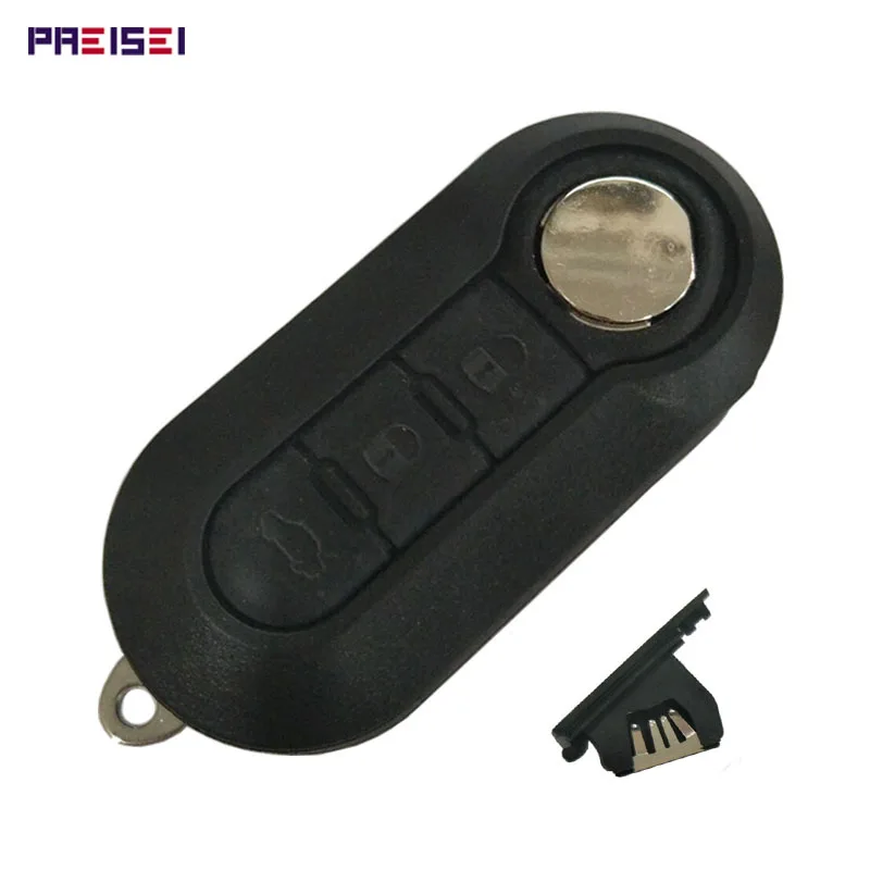 PREISEI 10pieces/lot Black 3 Buttons Car Key For Fiat 500 Remote Flip