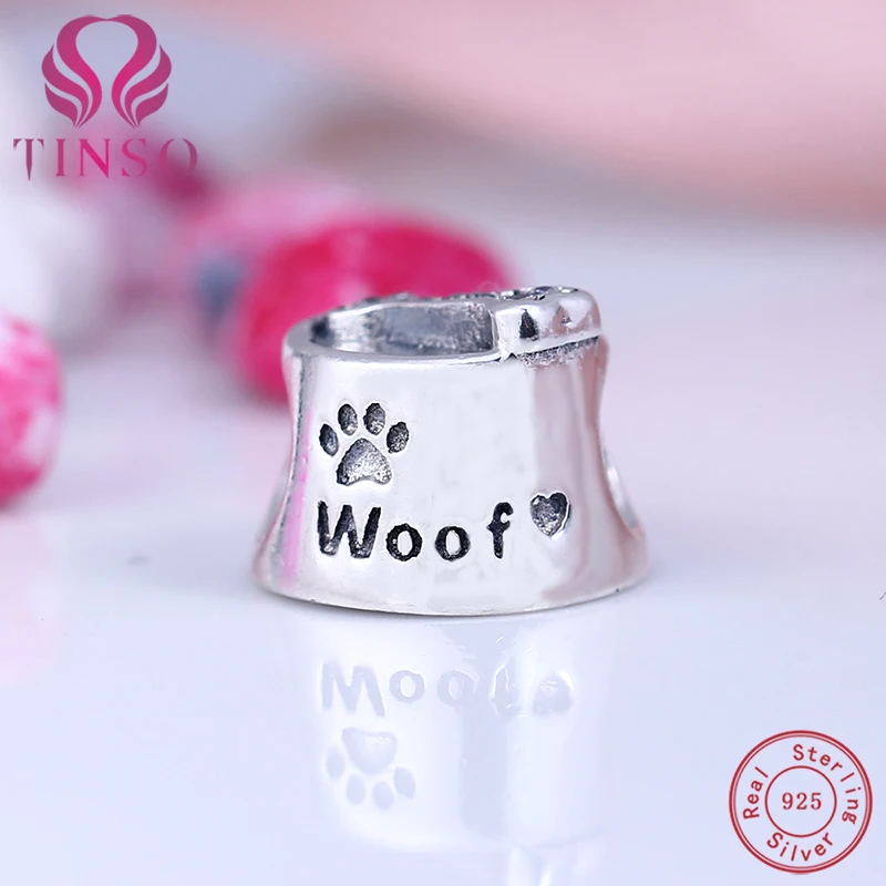 

Authentic 100% 925 Sterling Silver Beads Dog Bowl Beads Fit Pandora Charms Original Bracelet for Real Jewelry Making
