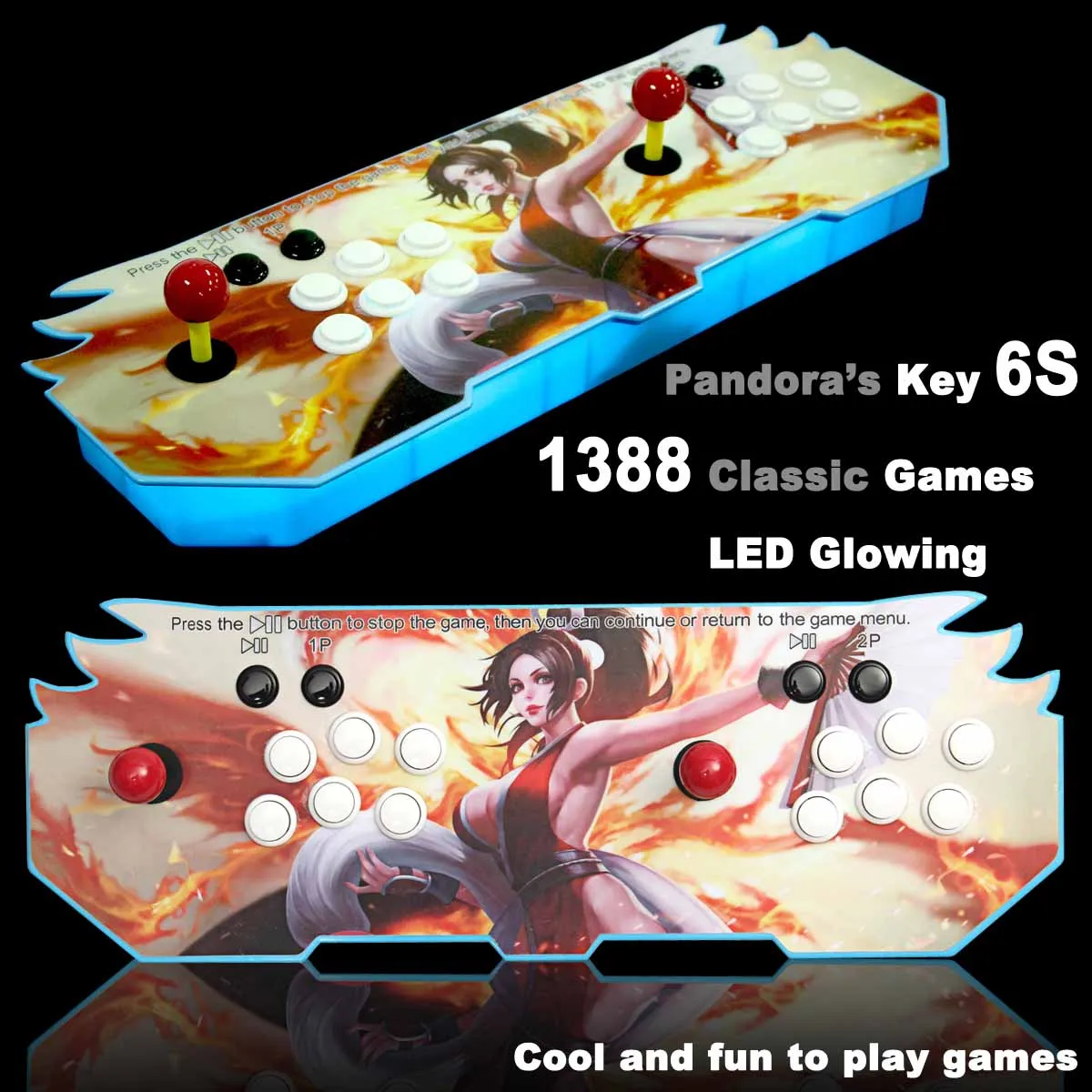 

LED Glowing Light 1388 in 1 Jamma Arcade Console Machine with Gamepad Joystick buttons HDMI and VGA output with 2 players