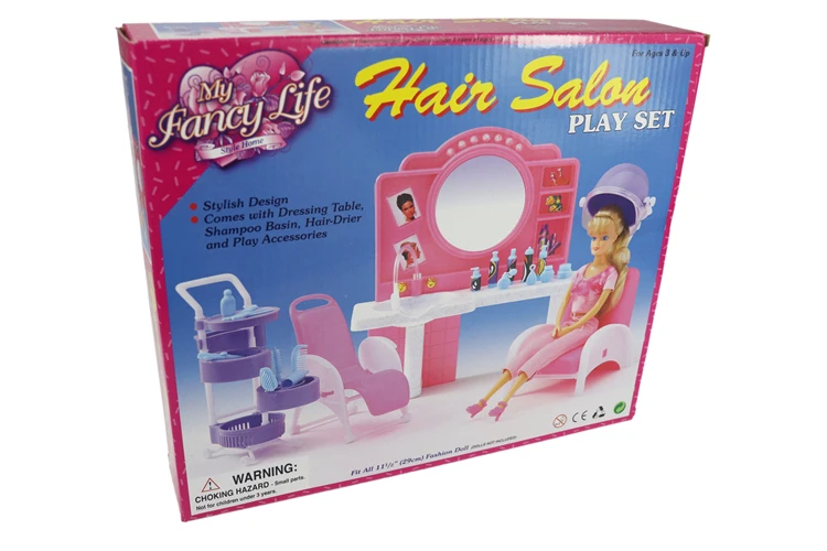 NEW GLORIA DOLLHOUSE FURNITURE SIZE Beauty Salon MIRROR & CHAIR SET FOR BARBIE 