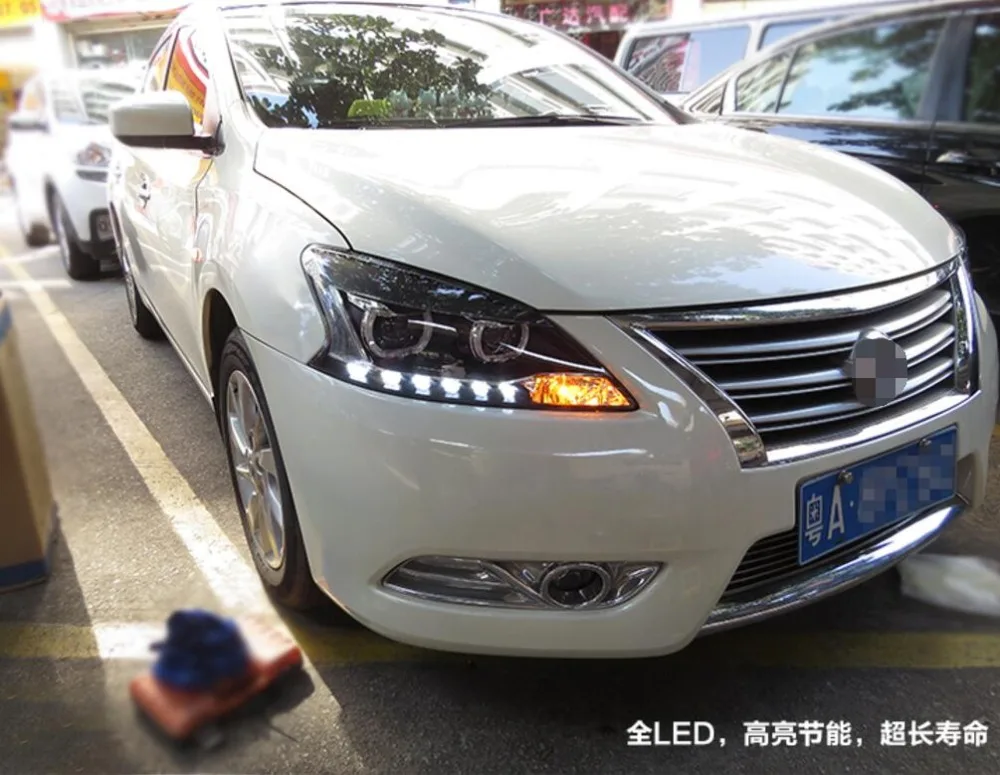 Светодиодный фонарь для Nissan Sylphy 2012- Автомобильный светодиодный фонарь с двойным ксеноновым объективом автомобильные аксессуары дневные ходовые огни противотуманные фары