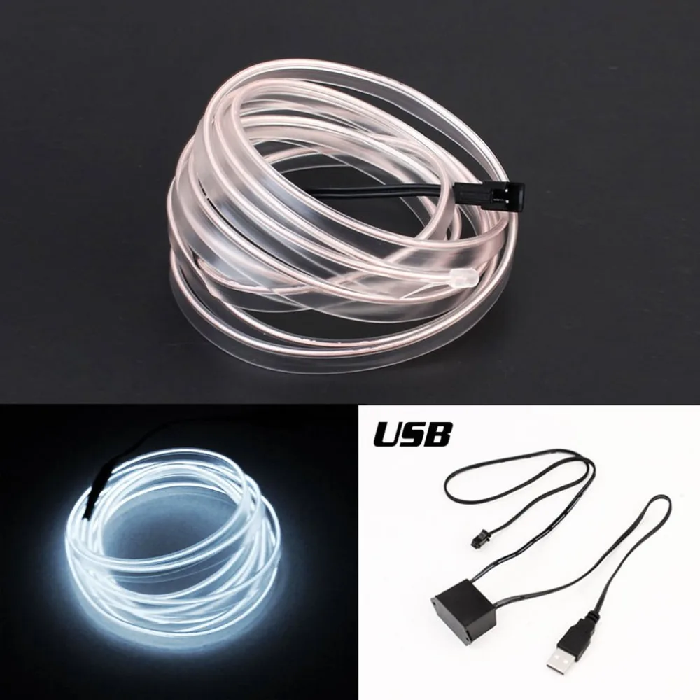 Светодио дный LED EL Light Neon Rope 1 м автомобильный танцевальный светящийся свет полоса + В 3 В в/12 в контроллер USB накопитель автомобиля украшения