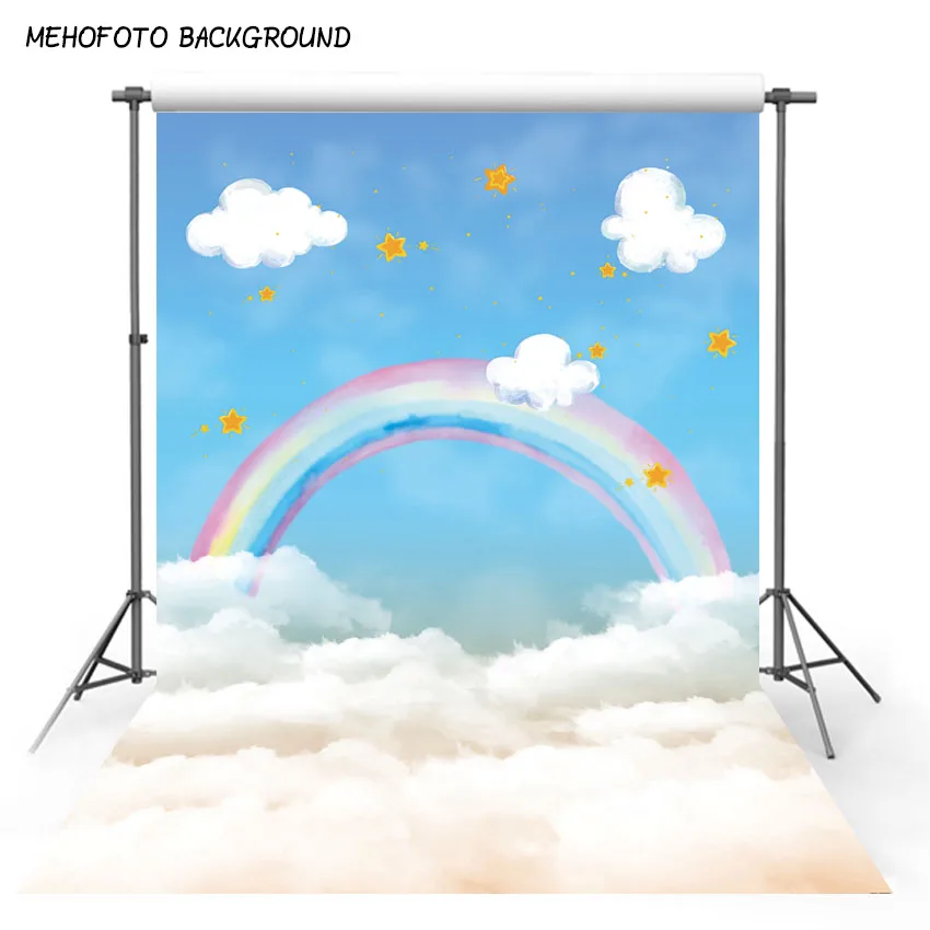 

MEHOFOTO photography background blue sky white cloud rainbow new born baby birthday theme backdrop professional photo studio