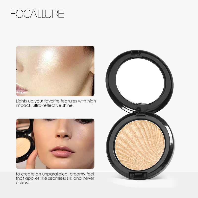 FOCALLURE Новинка 4 цвета ультра светящийся луч хайлайтер Палитра порошок Косметика