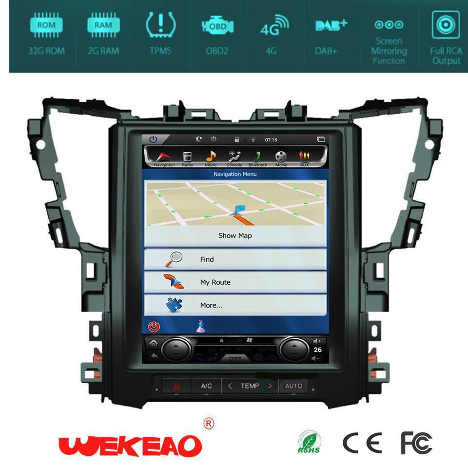 Wekeao большие вертикальные Экран Тесла Стиль 12 1 &quotAndroid 6 0 gps навигации для Toyota Alphard