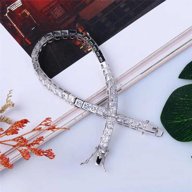 Теннисный браслет OMYFUN с цирконием в стиле хип хоп мужские украшения медная цепь
