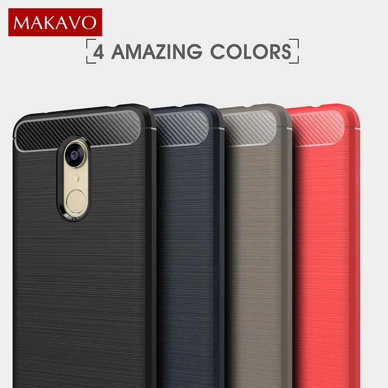 Чехол MAKAVO для Xiaomi Redmi 5 Plus задняя крышка из углеродного волокна мягкие силиконовые