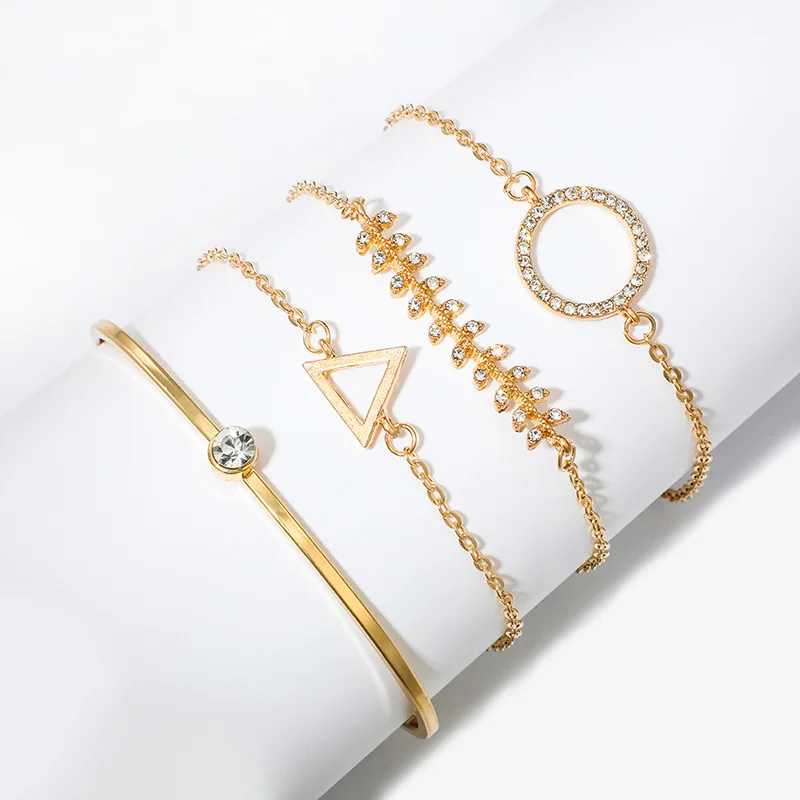 Rinhoo браслет в стиле минимализма наборы для женщин богемные золотые металлические блестящие Цепочки Браслеты металлический самолет шарм браслеты набор ювелирных изделий