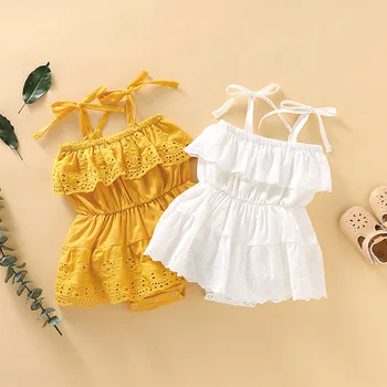 

2019 Fashion Baby Girl Sleeveless Solid Lace Ruffled Romper Newborn Toddler Infant Jumpsuit Girls Clothes