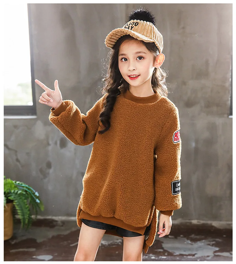 Winter warm thick cashmere sweater for girls jackets round neck jackets for girls coat children clothes (14)