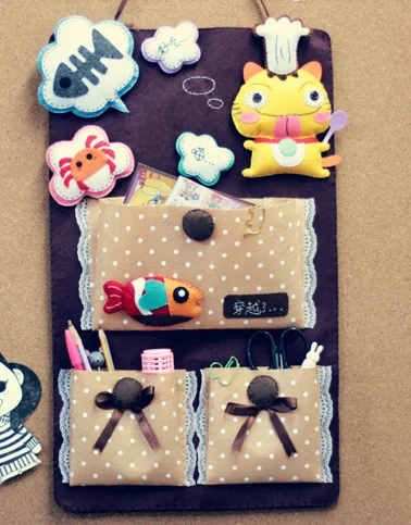 

Cute playful organizer bag Fabric Felt kit Non-woven cloth Craft DIY Sewing set Felt Handwork Material DIY needlework supplies