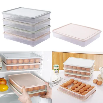 

plastic Egg carton kitchen egg storage box 24 Grid Eggs holder Stackable freezer storage organizers egg storage Container