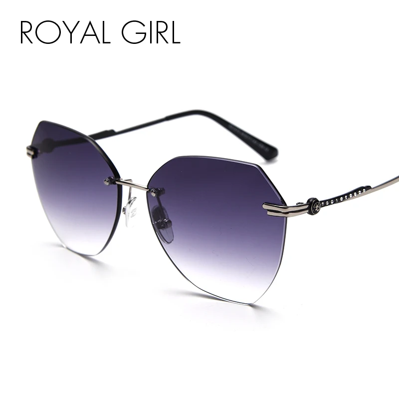 

Royal Girl Oversized Rimless Sunglasses Women Fashion Metal Big Frame Sun Glasses Men Windproof Goggles Oculos ss035