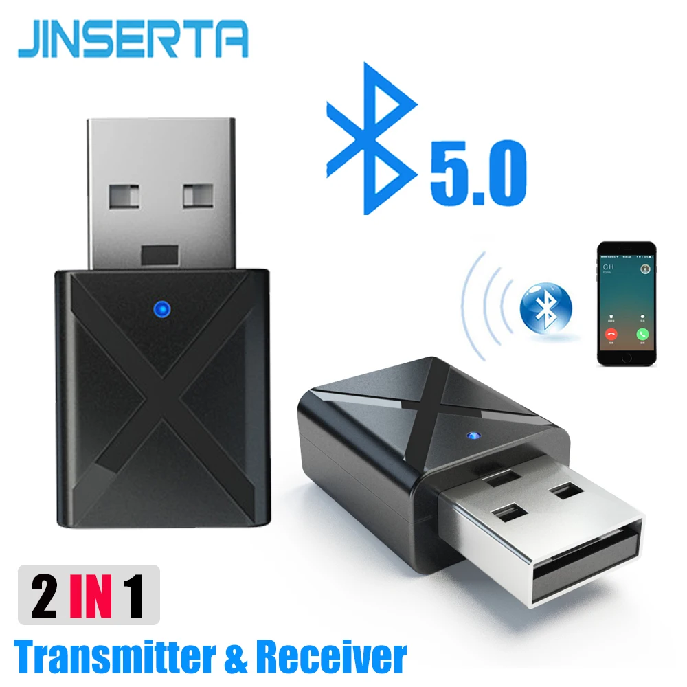 JINSERTA Автомобильный Bluetooth 5 0 адаптер 2 в 1 беспроводной передатчик адаптеры