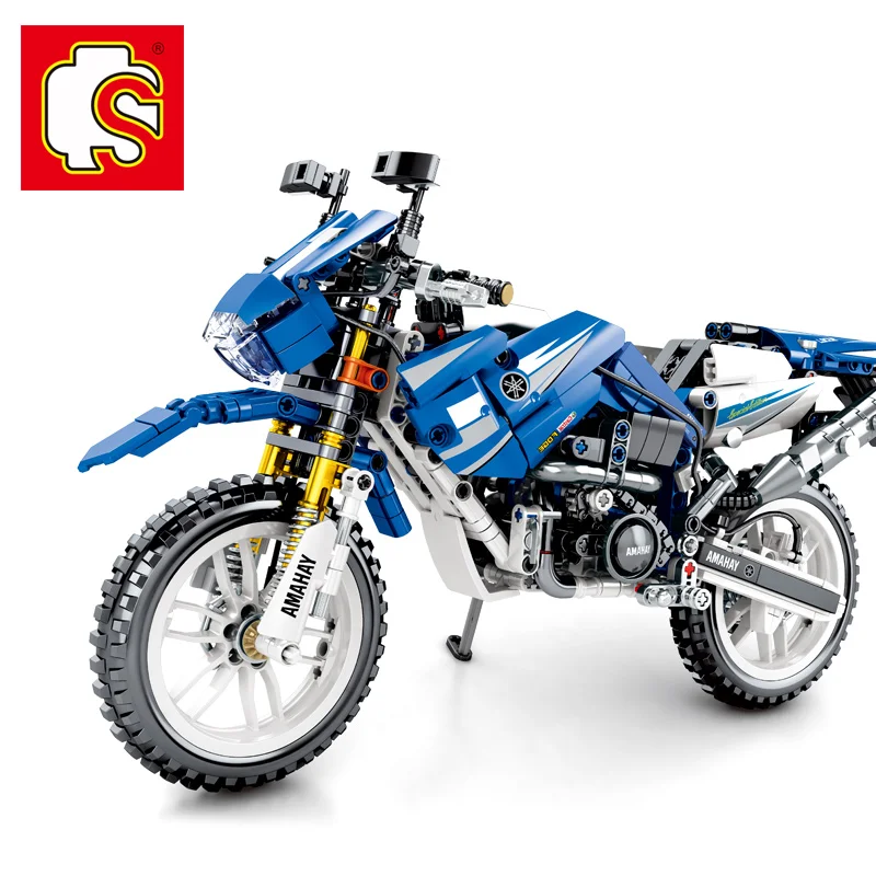 799 шт Yamaha Technic синий откат крейсерский мотоцикл строительные блоки игрушки 701702 |