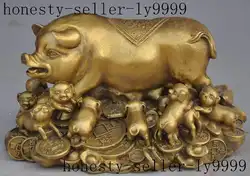Рождество, Китайский Фэншуй латунь Зодиак животных Свинья богатство деньги монета Yuanbao Лаки статуя Хэллоуин