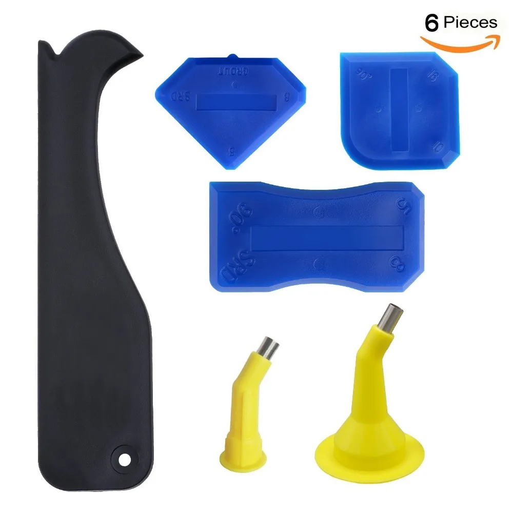 Pro 6 Pieces Sealant Tool Caulking Tool Kit, Silicone Grout Remover