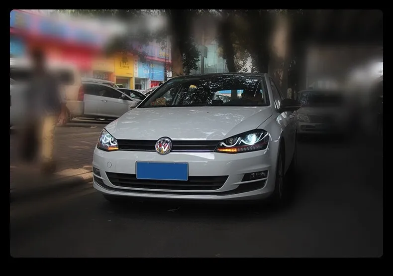 Автомобильный Стайлинг VW Golf7 фары 2013- VolksWagen Golf 7 Светодиодные Фары вспышка поворотник drl HID комплект Биксеноновые линзы ближнего света