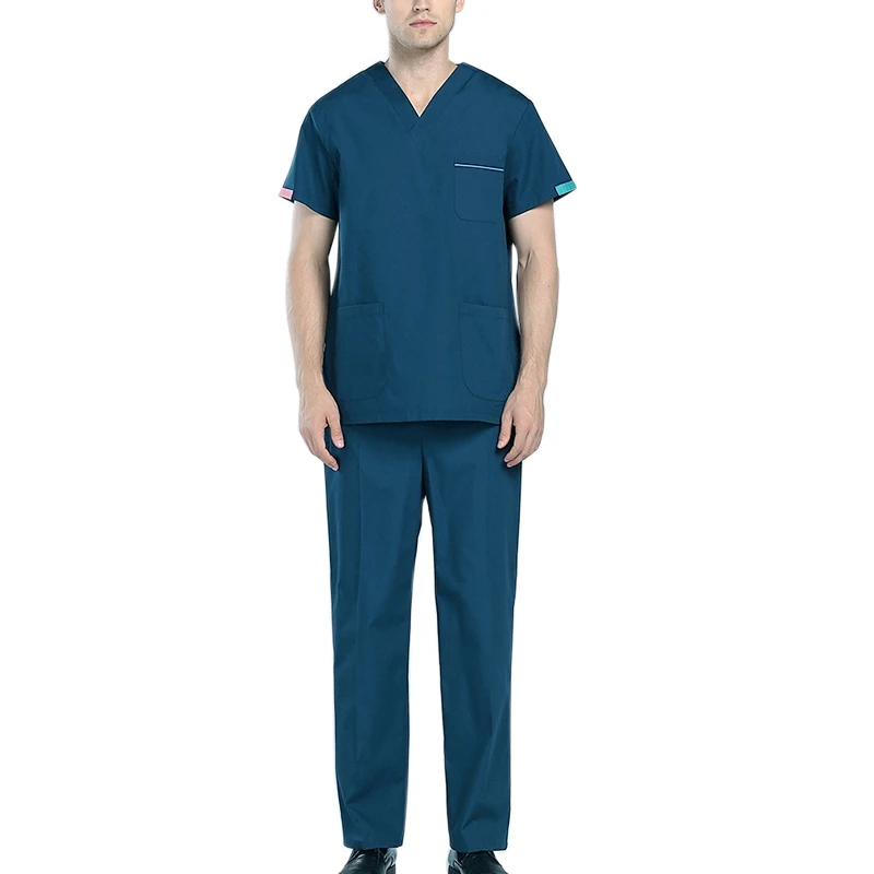 Новая медицинская униформа для мужчин, больничный набор скрабов с коротким рукавом, стоматологическая медицинская одежда с карманом, униформа медсестры, одежда для салона красоты - Цвет: Green
