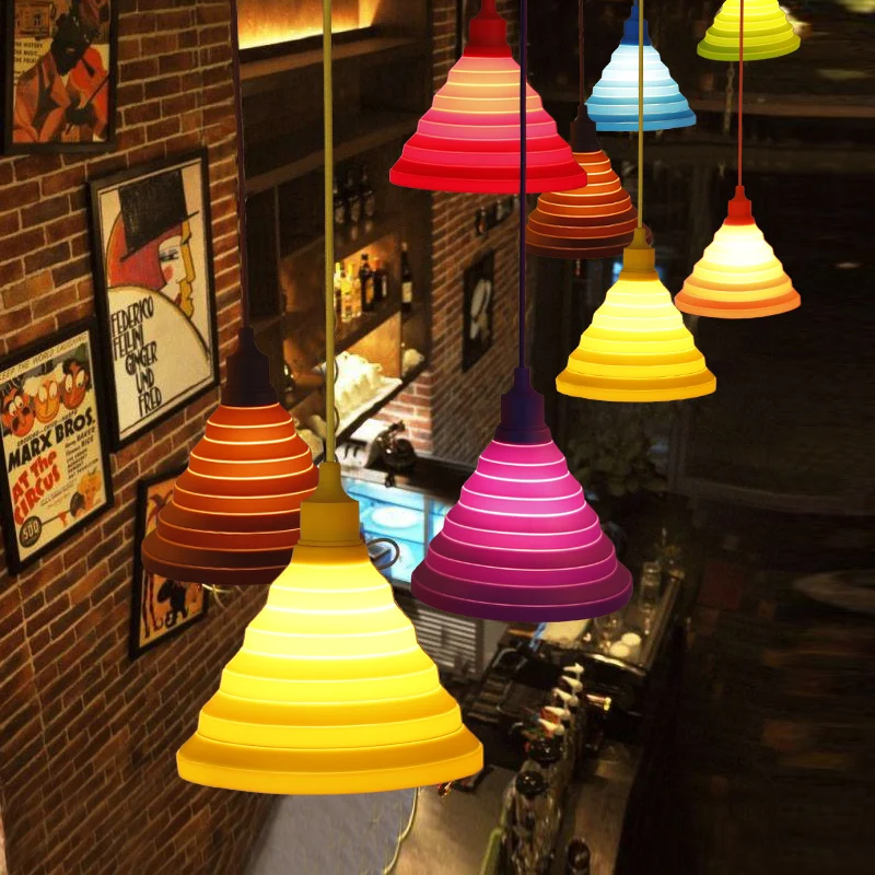 

IKVVT Lovely Little Pendant Lights Colourful Silicone Droplight for Indoor Restaurant Livingroom Children Room Decoration E27