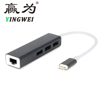 

USB C HUB USB-C to HUB Thunderbolt 3 Adapter Type C USB HUB for MacBook 100M External Network Card