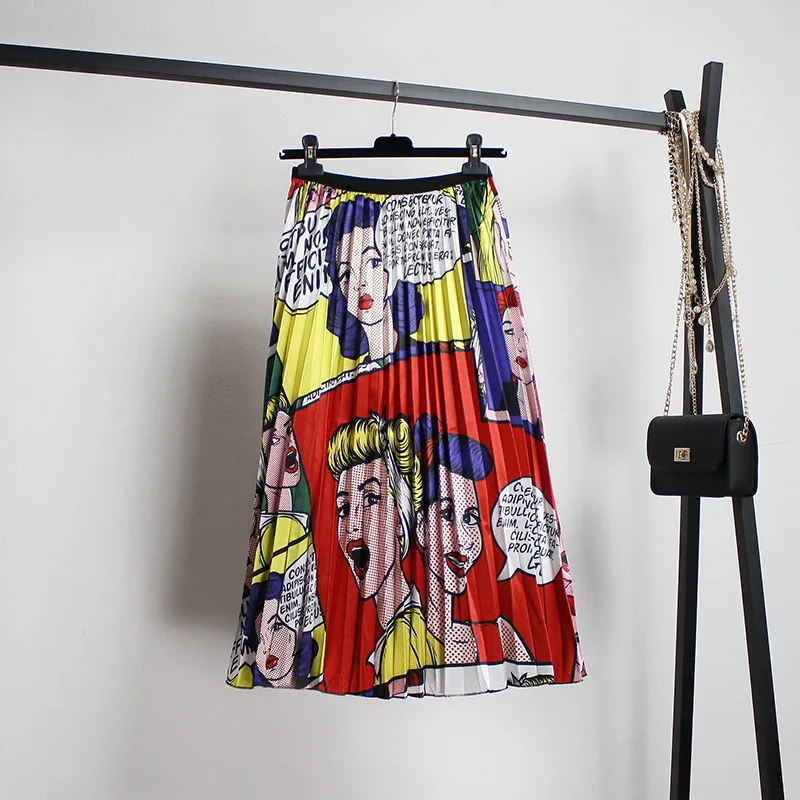 Атласная плиссированная юбка новая Брендовая женская юбка с принтом в горошек большой зонт плиссированные юбки винтажные женские юбки с высокой талией - Цвет: 811