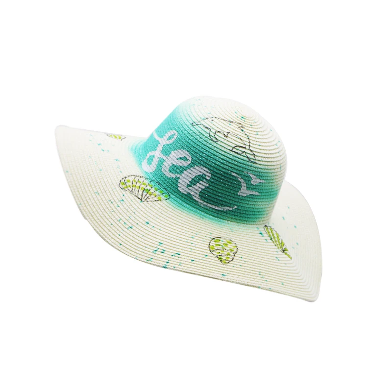 

Spring And Summer Hand-Woven Straw Hat Letters Small Fresh Print Seaside Holiday Shell Conch Beach Hat Visor Hat