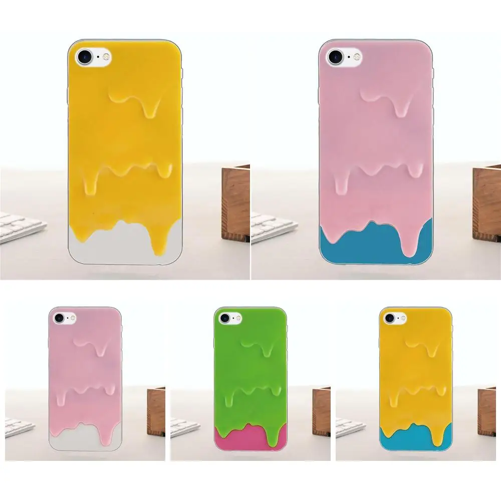 

Bixedx Soft Silicone TPU Transparent Printing Melt Ice Cream For Apple iPhone 4 4S 5 5C SE 6 6S 7 8 Plus X