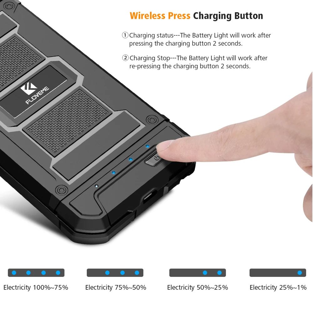 FLOVEME Battery Charger Case For iPhone 6 6S Plus 7 8 Plus Power Bank Armor Portable 3