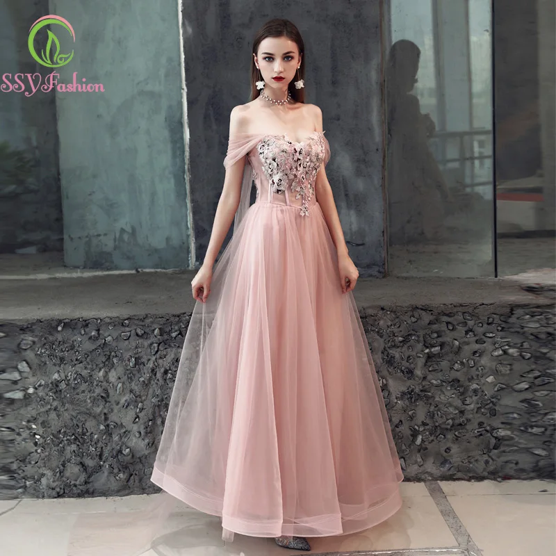 Женское длинное вечернее платье SSYfashion красное до пола с вырезом лодочкой