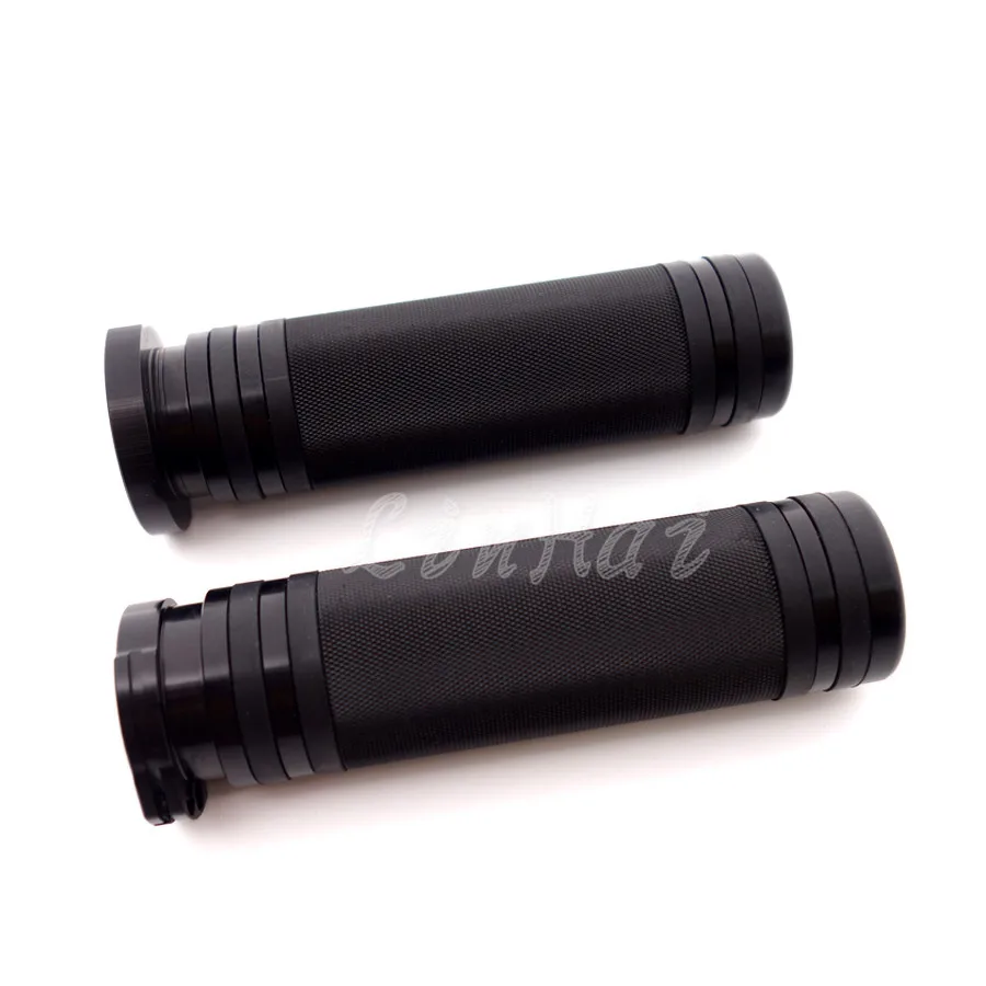 Parts & Accessories 1" Black CNC Knurled Handlebar Hand Grips For