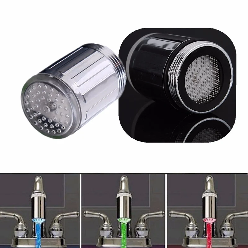 LED Intelligent Water Faucet Random Color Kitchen Bathroom Shower Tap Faucet Nozzle Head Temperature Sensor Led Water Tap