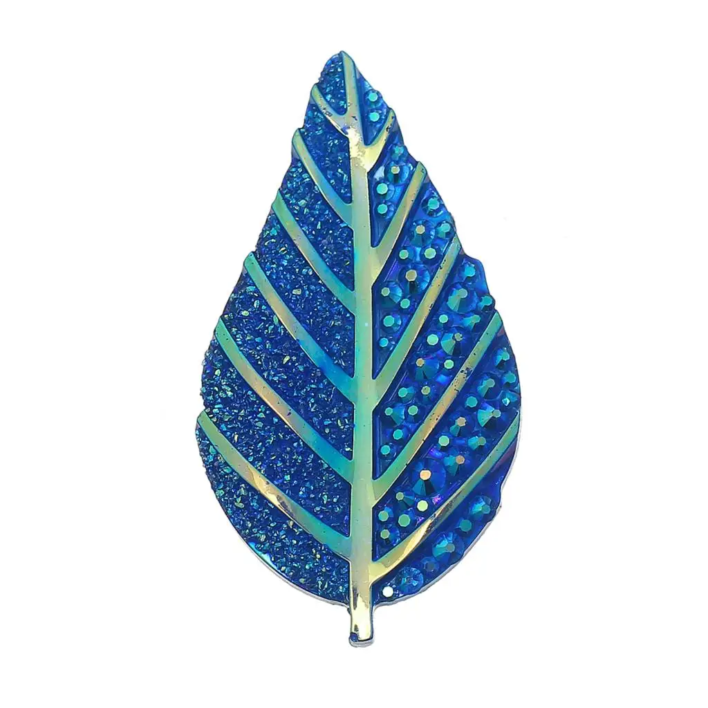 

DoreenBeads Resin Embellishments Findings Leaf Blue AB Color Branch Pattern Faceted 42mm(1 5/8") x 22mm( 7/8"), 2 Pieces